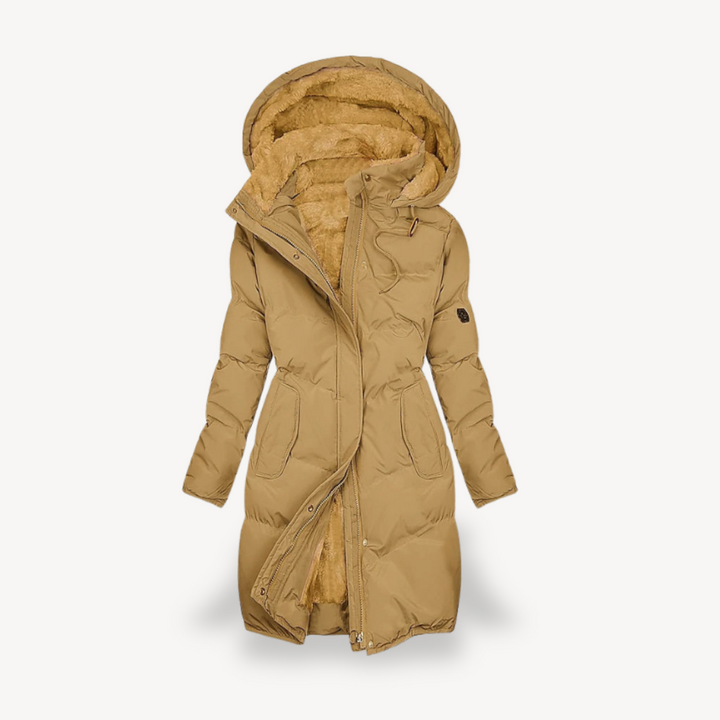 Drune | Damen Pufferjacke mit Kunstfell gefüttert, mit Kapuze