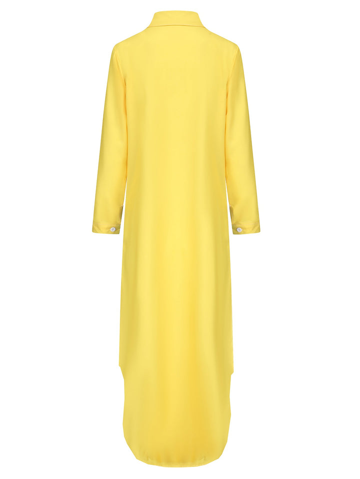 Drune | Kleid mit Gesichtsdruck und Kragen in Gelb