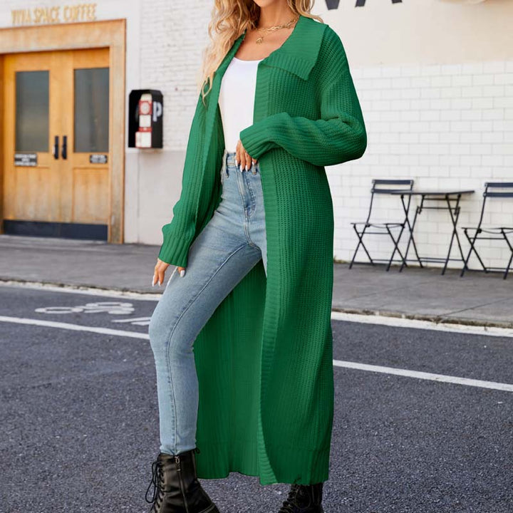 Drune | Lange, Lockere Einfarbige Strickjacke