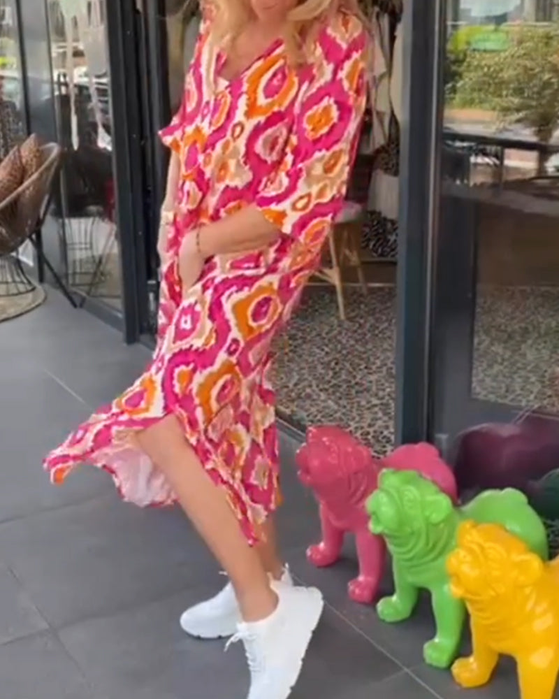 Drune | Kleid mit Motivdruck und Halbärmeln