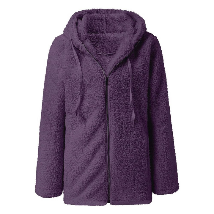 Drune | Teddy-Fleecejacke mit Kapuze Damen - weiche Winterjacke mit Reißverschluss