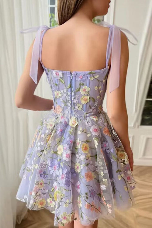 Drune | Proof Of Perfection 3D Blume Bestickt Bindeband Mini Kleid
