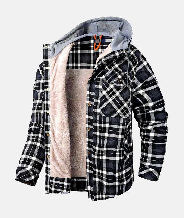 Drune | Kariertes Flanelljacke mit Kapuze und Futter aus Kunstfell