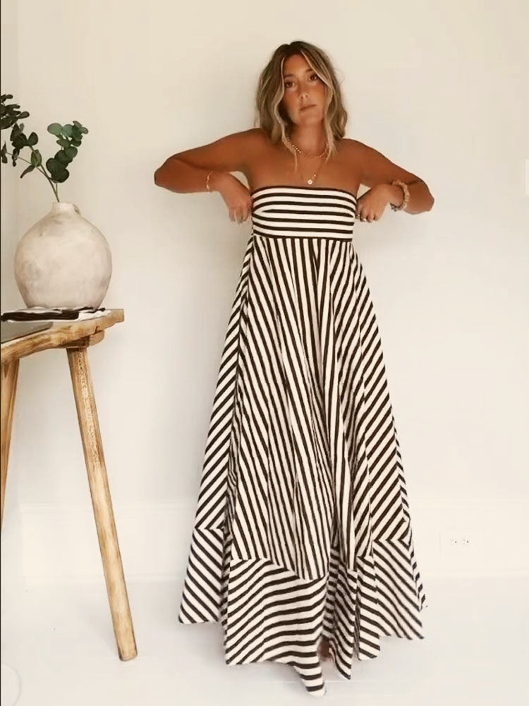 Drune | Trägerloses Gestreiftes Maxikleid für Frauen