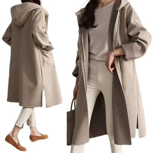 Drune | Long coat with hood and open design