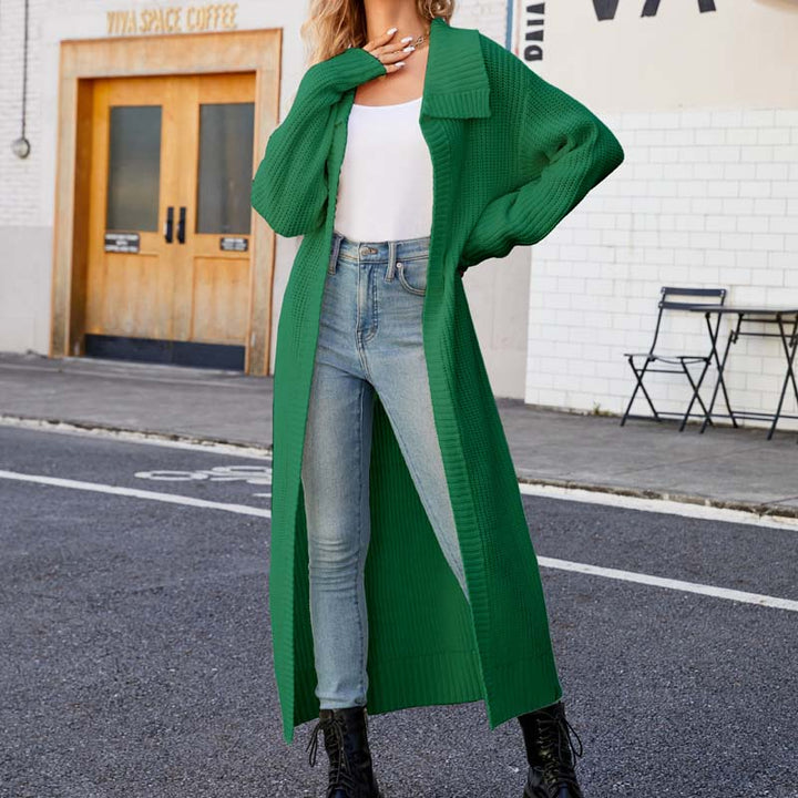 Drune | Lange, Lockere Einfarbige Strickjacke