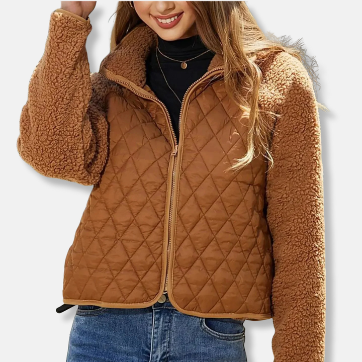 Drune | Gepolsterte Jacke Sherpa Ärmel Gekürzter Lässiger Schnitt Stehkragen