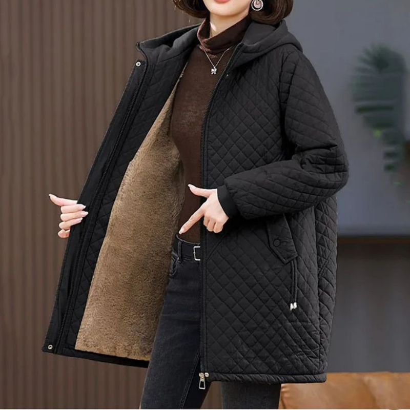 Drune | Warme fleecegefütterte gesteppte Jacke in einfarbiger Ausführung mit Reißverschluss Ideal für Herbst/Winter