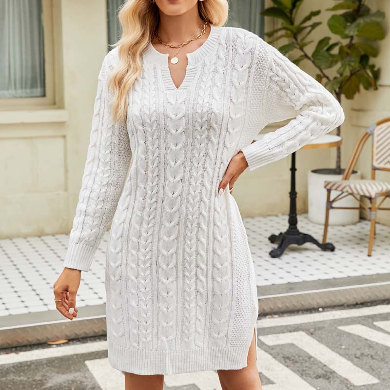 Drune Kleid | Lässiges Strickkleid mit Zopfmuster