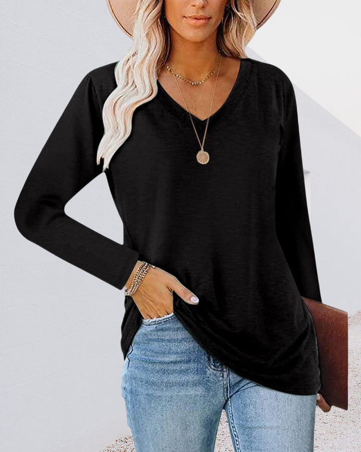 Drune | Langarm T Shirt mit V-Ausschnitt