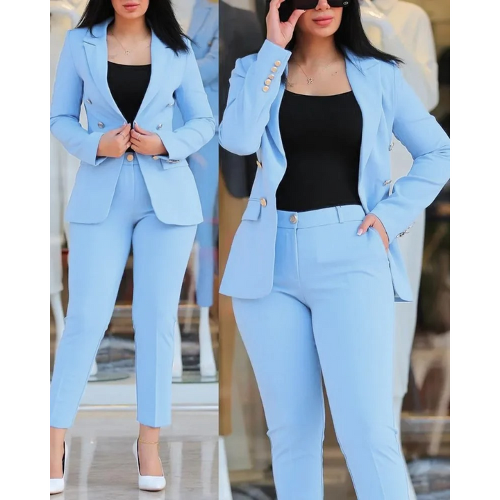 Drune | Doppelknopf Blazer & Hosen Satz Mit Taschen Für Frauen