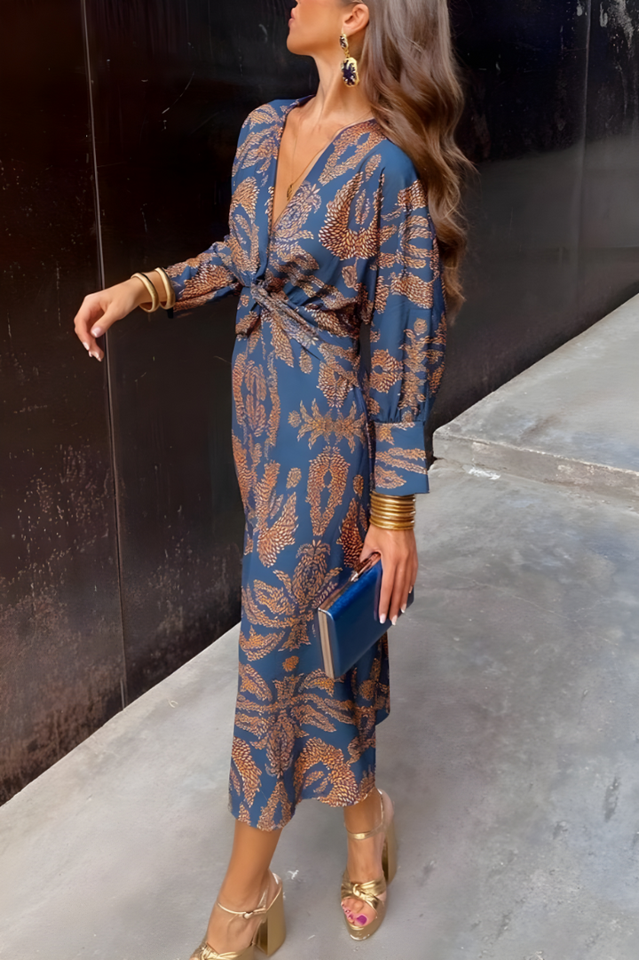 Drune | Knotendes V-Ausschnitt Maxikleid