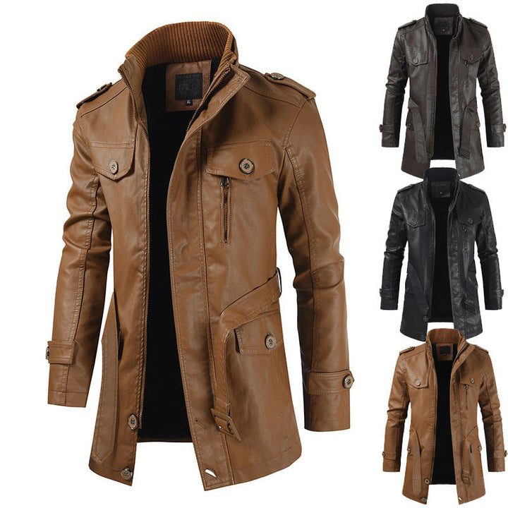 Drune | Retro Leder-Trenchcoat für Männer