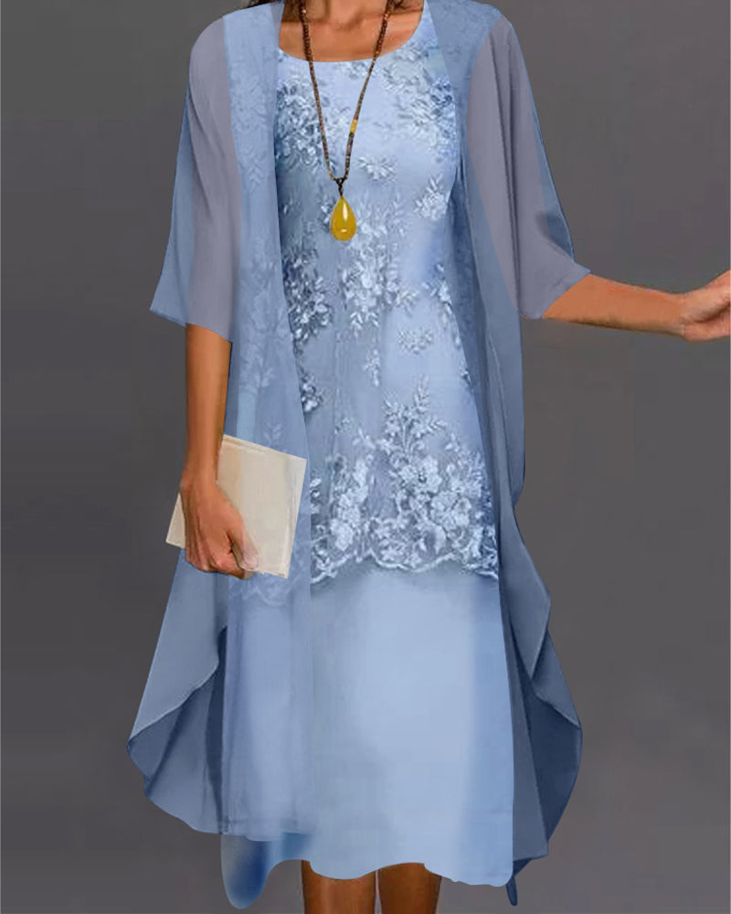 Drune | Elegantes zweiteiliges Chiffonkleid mit raffinierten Details