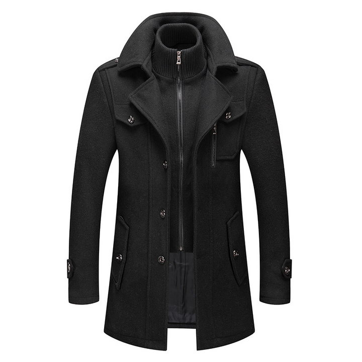 Drune | Lange Wolljacke mit Reißverschluss