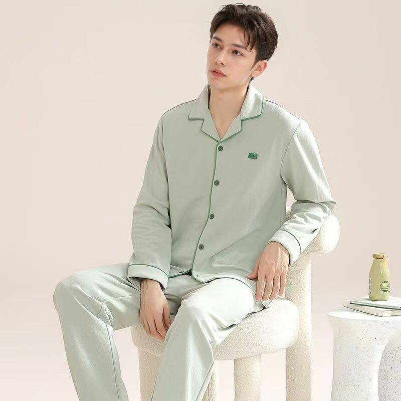 Herren-Pyjama-Set, Baumwolle, geknöpft, verschiedene Größen