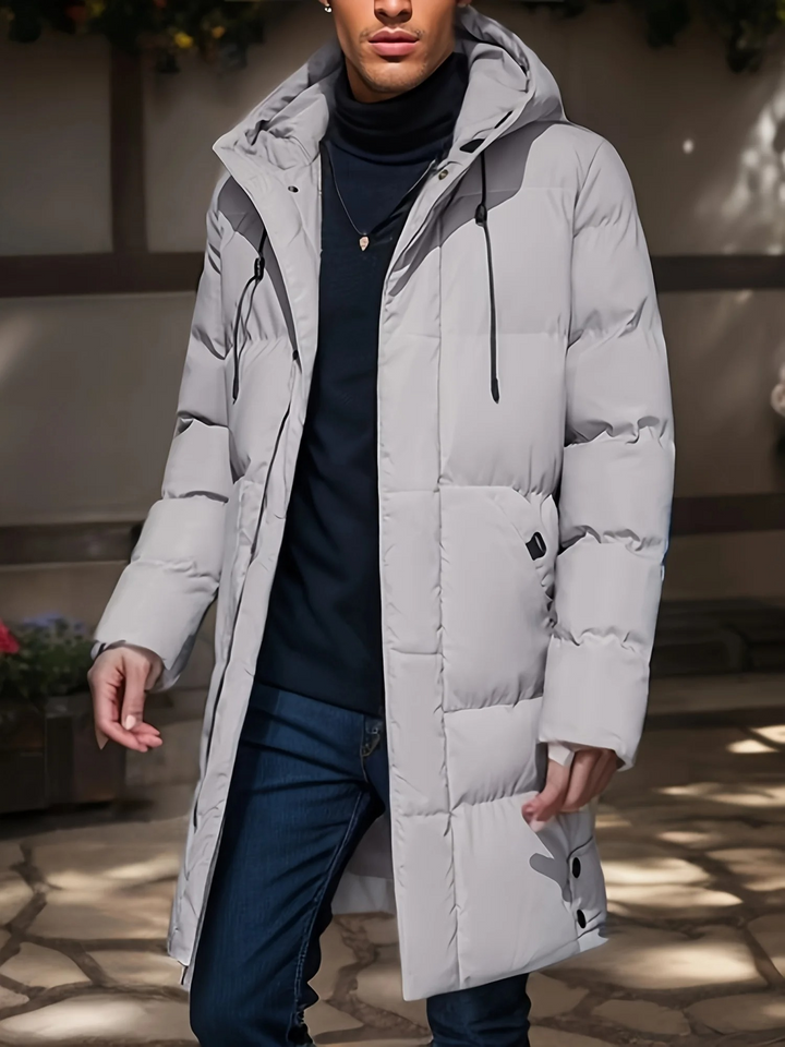 Drune | Lange gepolsterte Jacke mit Kapuze