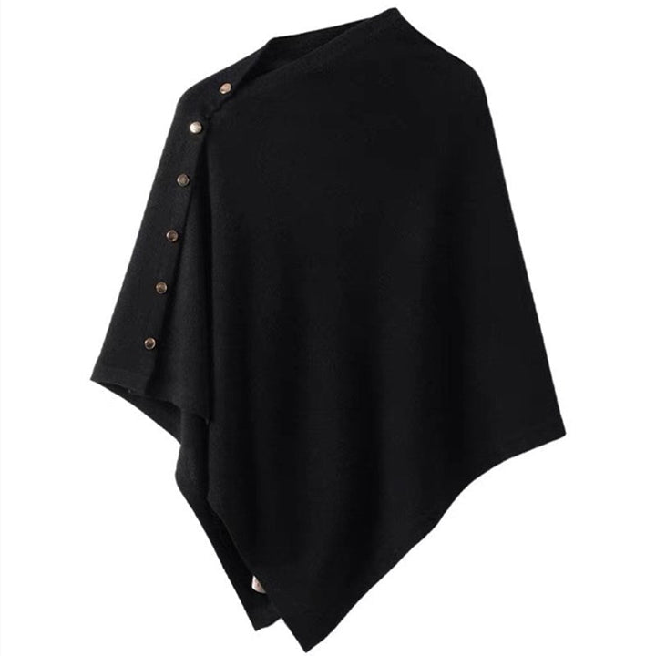 Drune | Knopfdetail Poncho - Asymmetrisches Design mit Drapiertem Schnitt
