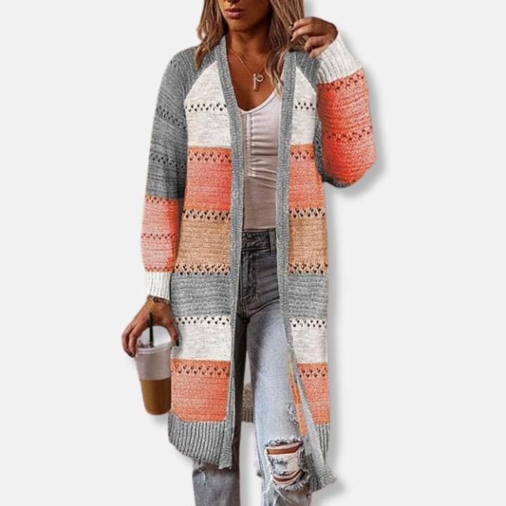 Drune | Woll Relaxed Fit Strickjacke - Gestreifte Rippbündchen Strickjacke