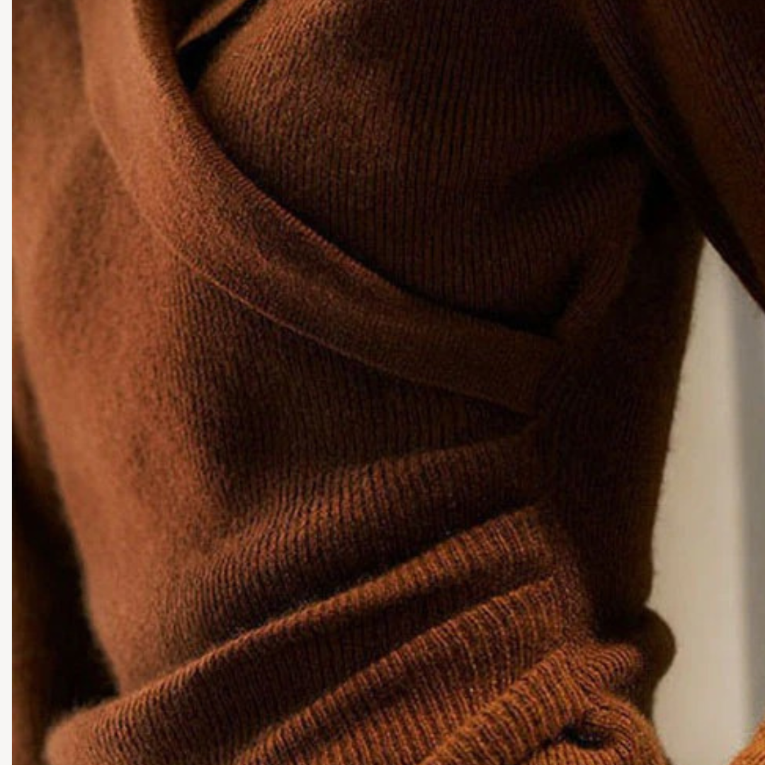 Drune | Damen Strick-Wickel V-Ausschnitt Pullover