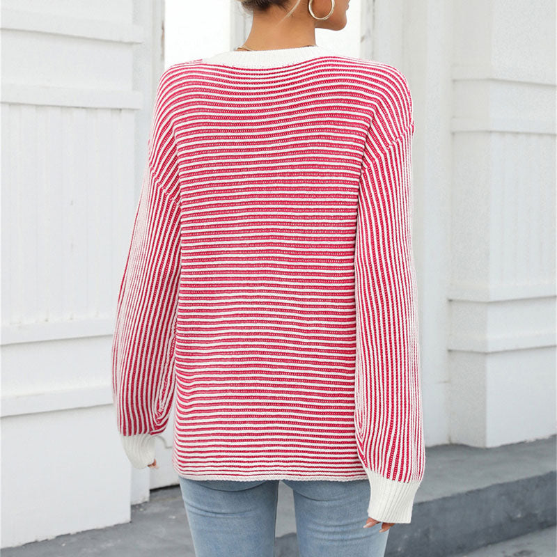 Drune | Gestreifter Strickpullover Mit Lässigem Schnitt