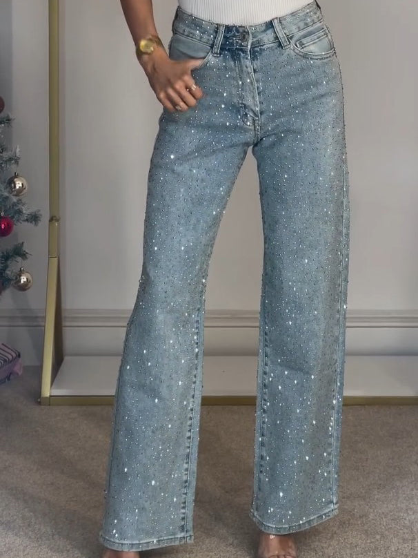 Jeans High Waist Diamant Details