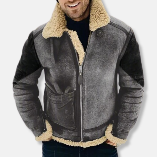 Drune | Wildleder Aviatorjacke - Mit Schaffell gefütterte Kragenjacke