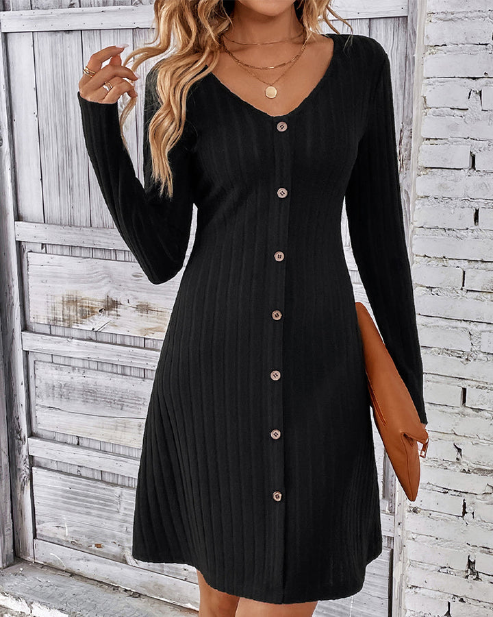 Drune | Schwarzes Kleid mit Langen Ärmeln