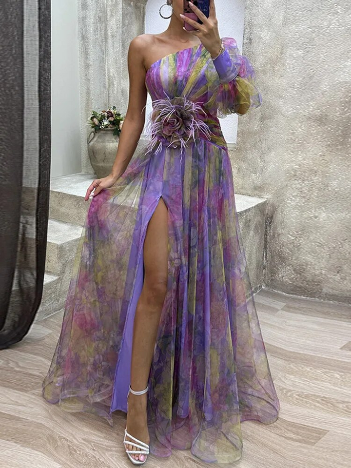 Drune | Asymmetrisches Maxikleid Mit Blumenmuster Sommerkleid Für Damen