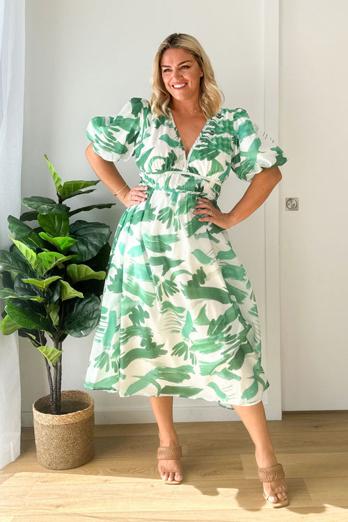 Drune | Real Love Print Puffärmel Maxi Kleid