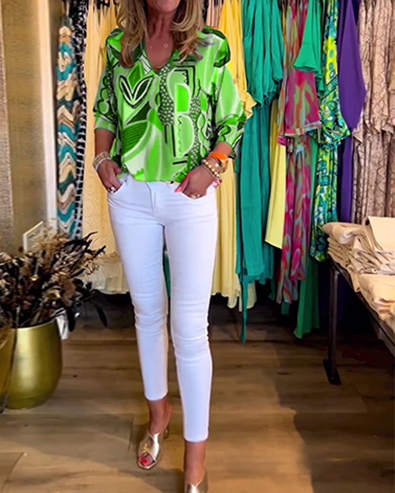 Drune | Bunte Langärmlige Bluse mit Print