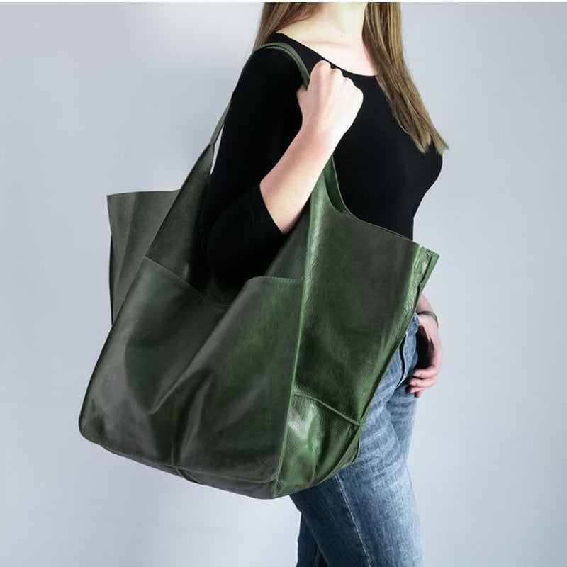 Drune | Überdimensionale Leder Schultertasche für Damen