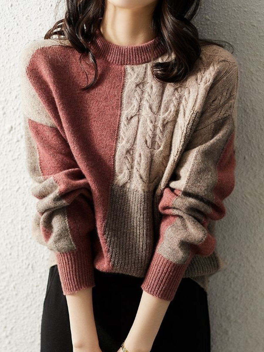 Drune | Schicker & Stylischer Strickpullover in Kontrastfarbe