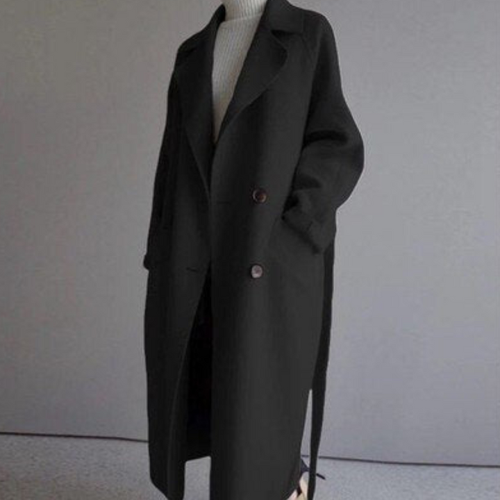 Drune | Damen Lange Winter Trenchcoat mit Taillengürtel