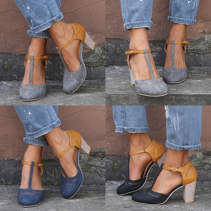Drune - Hochhackige Schuhe mit runder Zehe und spitzem Riemen