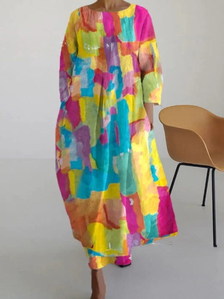 Drune | Elegante Farbenfrohe Sommer Maxi Kleid