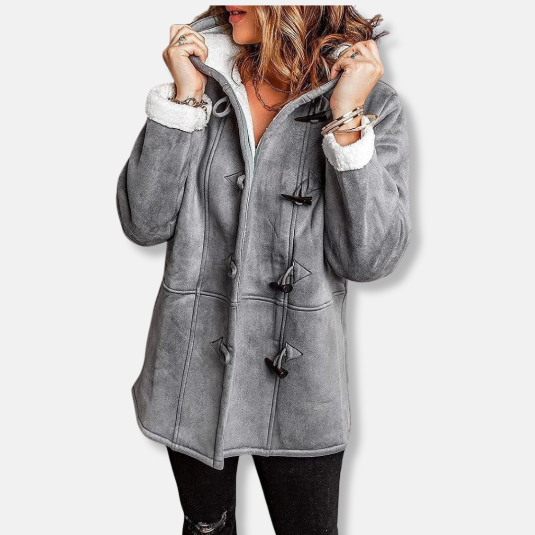 Drune | Jacke - Fleece - Kapuze - Knopfverschluss - Lässiger Schnitt - Mittel-lang