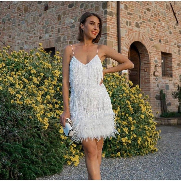 Drune | Party-Ready - Kleid mit Federtasseln und Pailletten