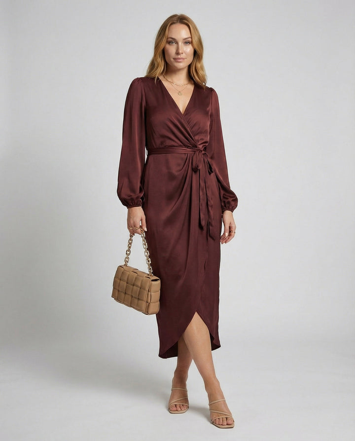 Elegantes Wickelkleid Damen Midi | Heidi-Mode