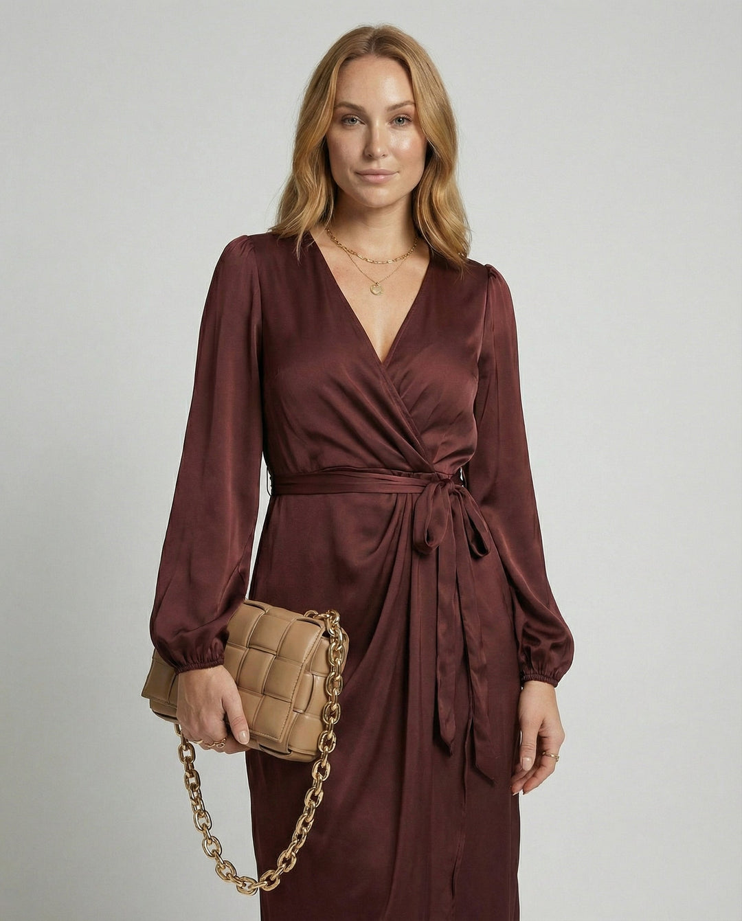 Elegantes Wickelkleid Damen Midi | Heidi-Mode