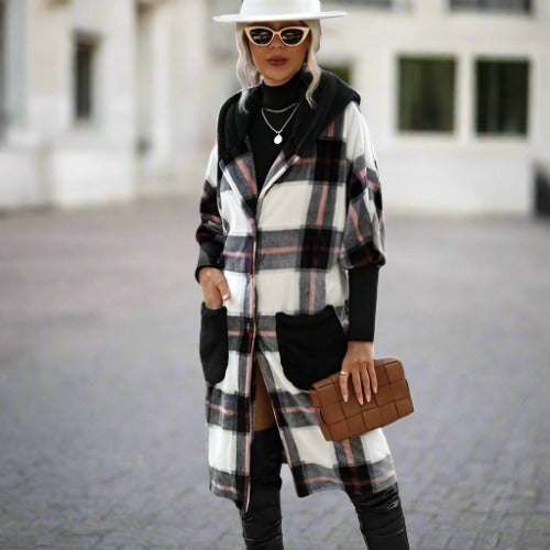Drune | Modischer langer Mantel mit Kapuze
