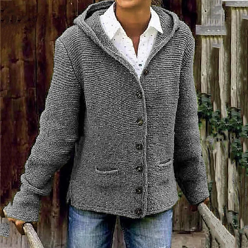Drune | Vintage-Cardigan mit Gemütlicher Kapuze und Zwei Taschen