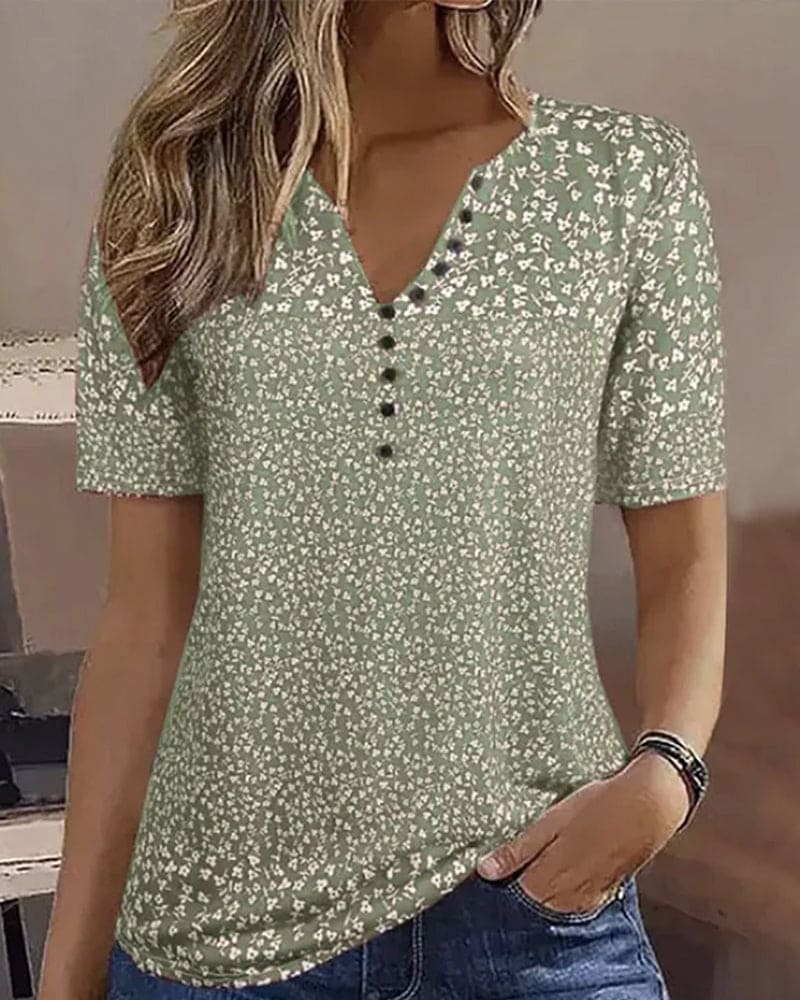 Drune | Bezaubernde Bluse mit Blumenmuster und V-Ausschnitt
