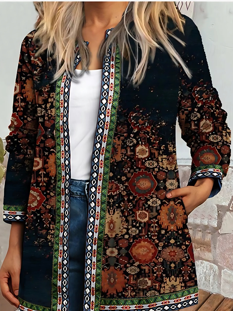Drune | Damen Ethnischer Blumenmantel Jacke