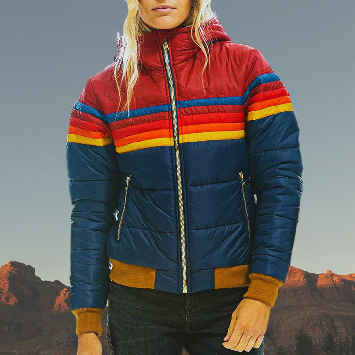 Drune | Gestreifter Farbiger Puffer-Stil, Wasserdicht für Frauen Ideal für Herbst Winter