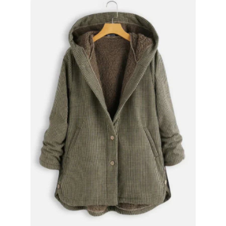 Drune | Kapuze Wollmischung Entspannte Passform Fleece Gep أط القطية Knopfleiste