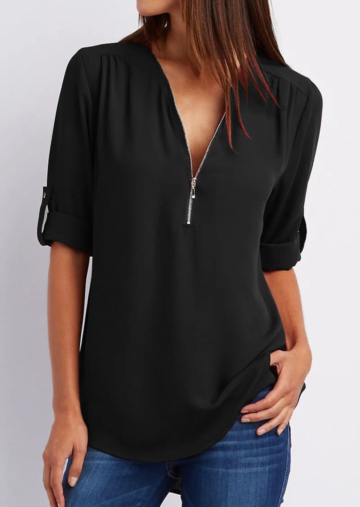 Drune | Chiffonbluse mit Reißverschluss