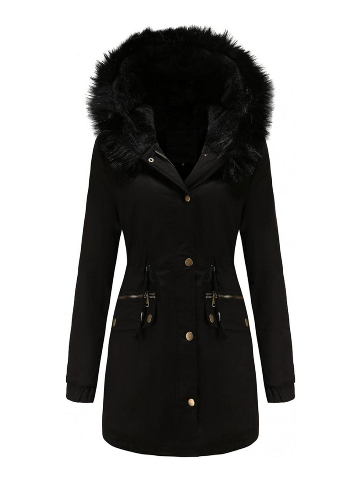 Drune | Pelz Winterjacke für Damen - mit Kapuze und Taschen