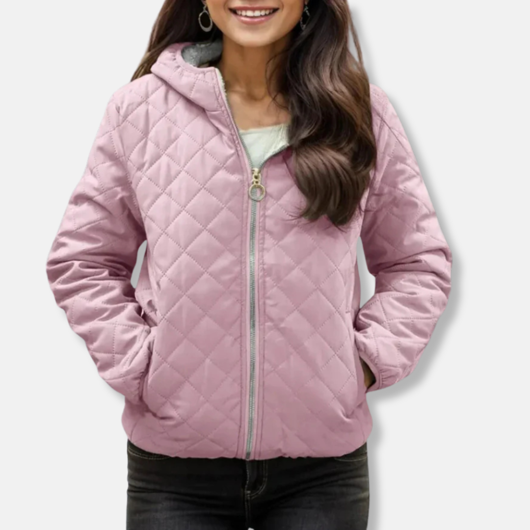 Drune | Steppjacke Lässiger Schnitt Diamantsteppung Kapuze Elastischer Saum