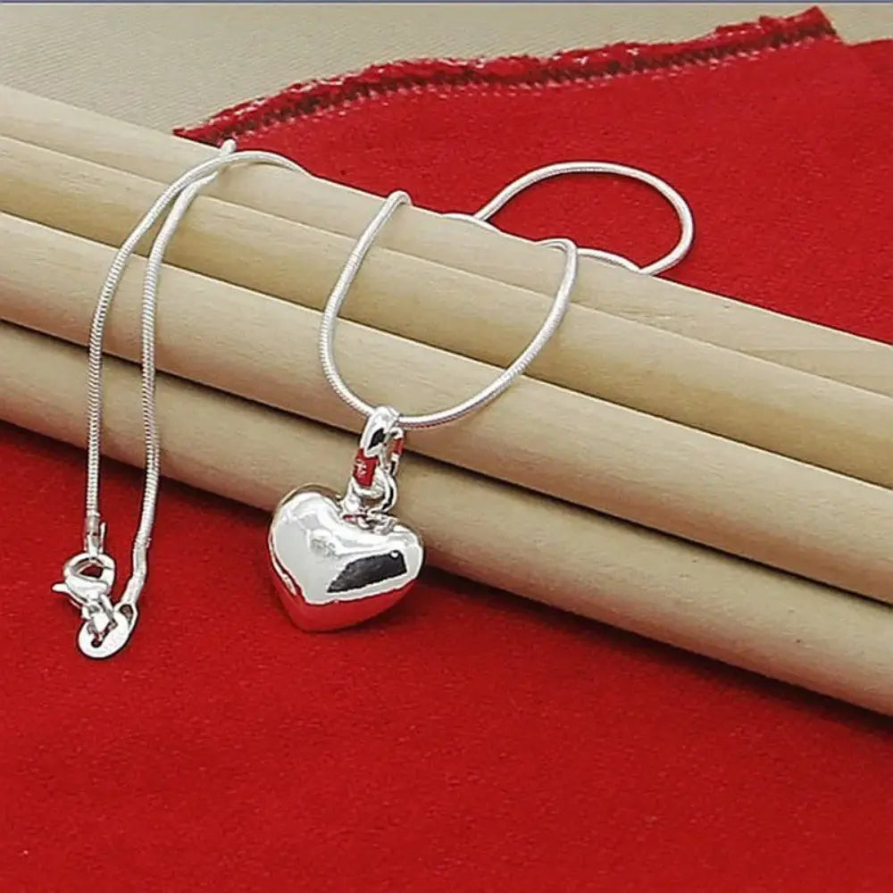 Drune | Sterling Silber Massiv Herz Kette Schlangenkette Für Damen